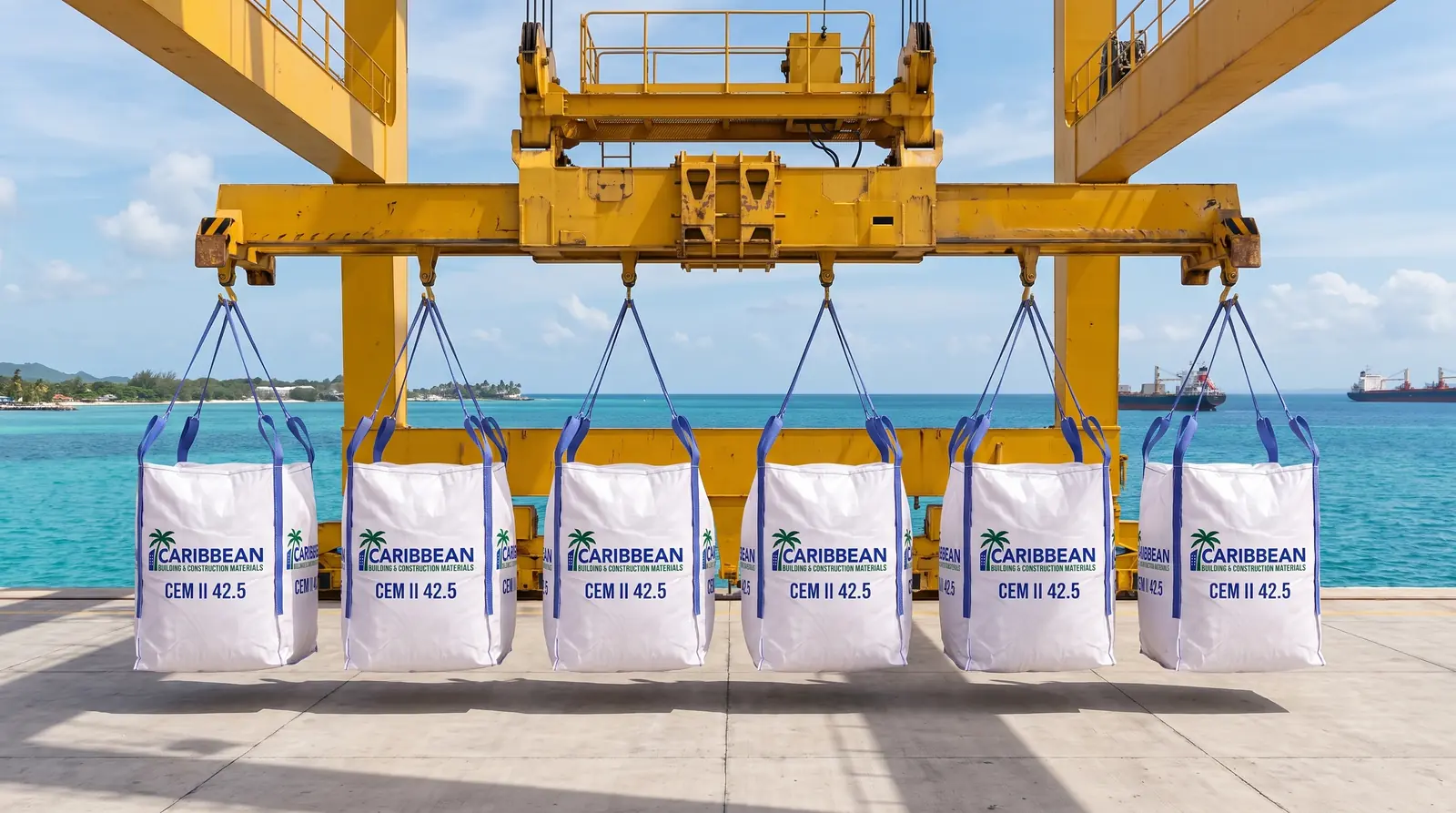 CEM II/A-M (P-L) 42.5 R cement staged for port handling