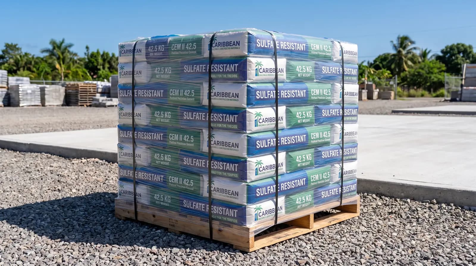 CEM II/A-M (P-L) 42.5 R cement at a clean receiving site