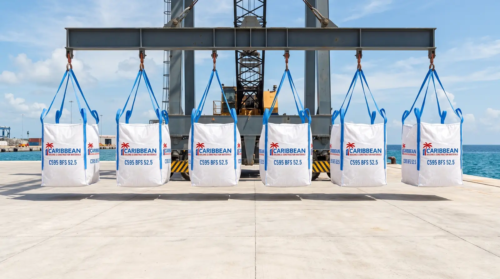 CEM II/B-S 52.5 N cement staged for port handling