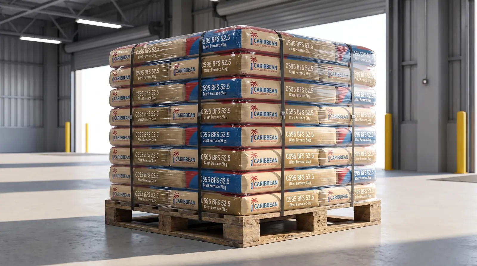 CEM II/B-S 52.5 N cement at a clean receiving site