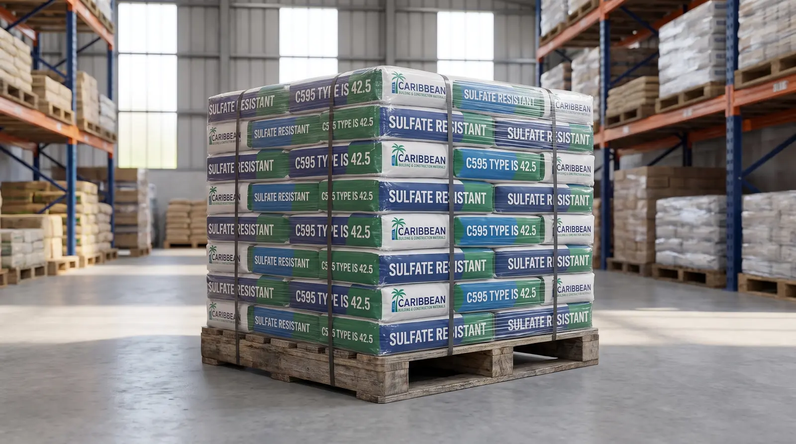 ASTM C595 Type IS (20) cement at a clean receiving site