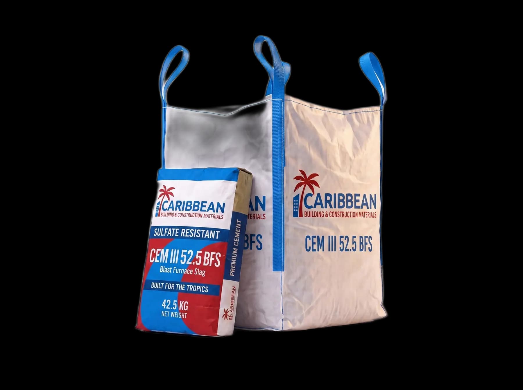 CEM III/B 52.5 N-SR 42.5 kg bag beside 1.5 MT FIBC